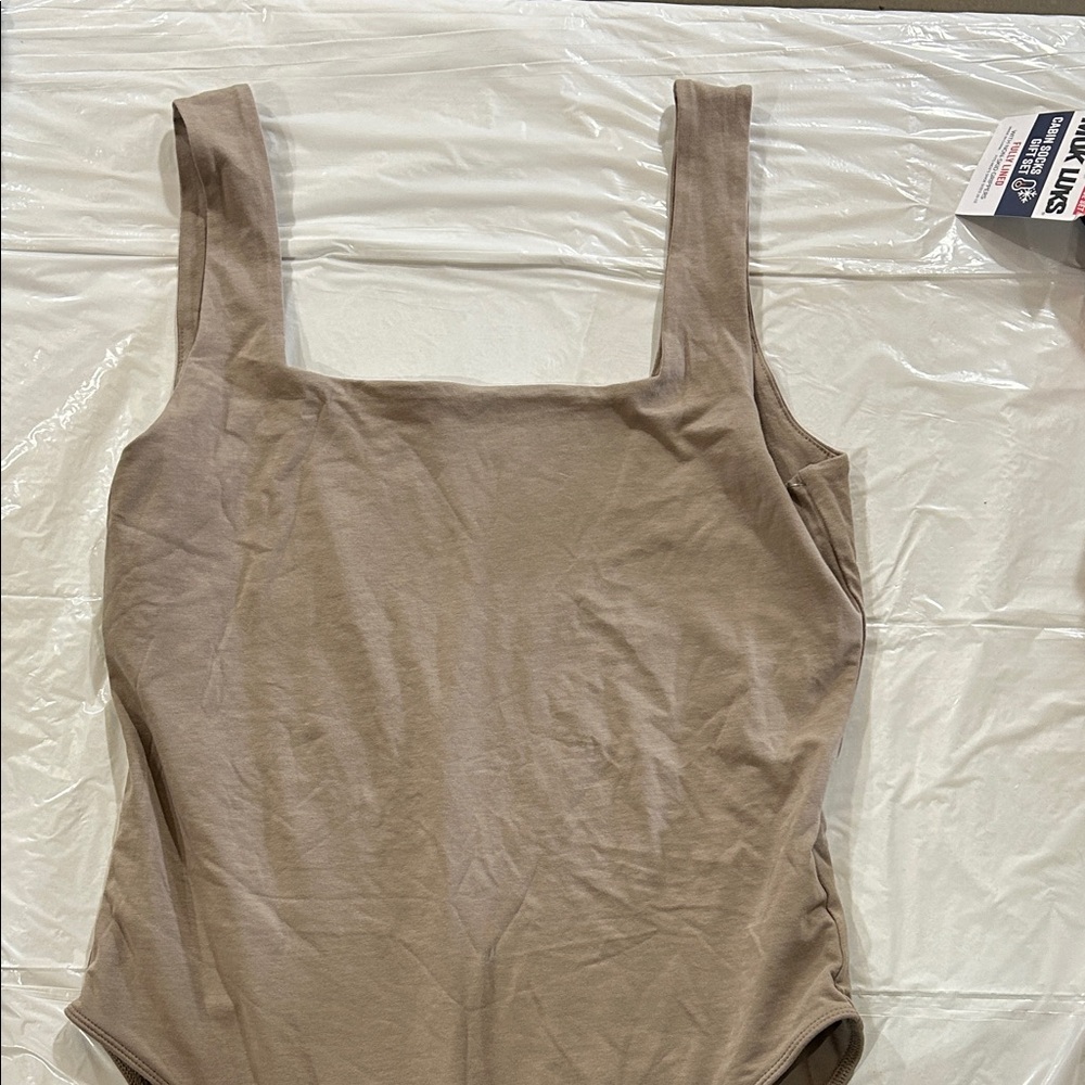 Old Navy Taupe Square Neck Bodysuit